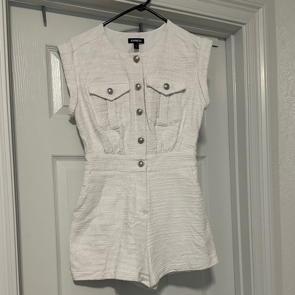Express Textured White Romper